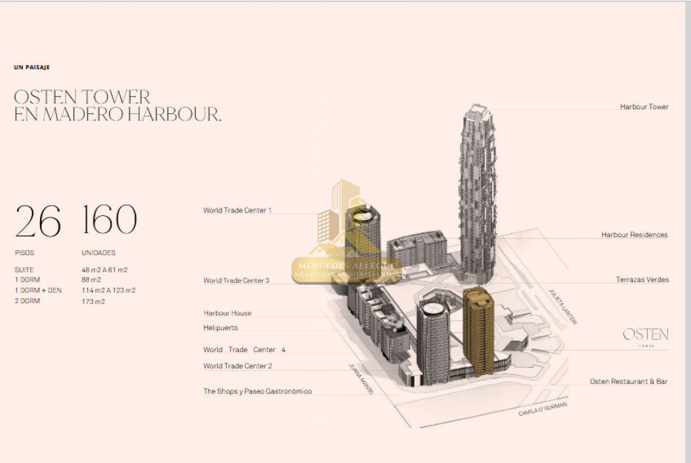 Suite en venta 2 ambientes piso 25 Osten tower 1 Complejo Harbour