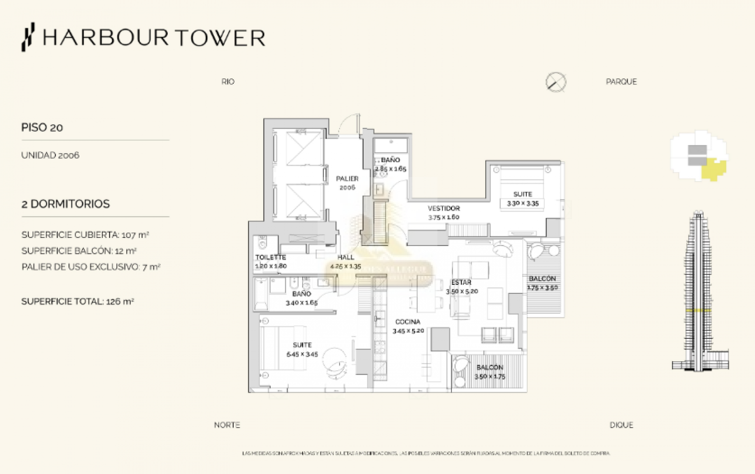 3 Ambientes de Lujo en Torre Harbour — Piso 20 con Vista al Dique 1