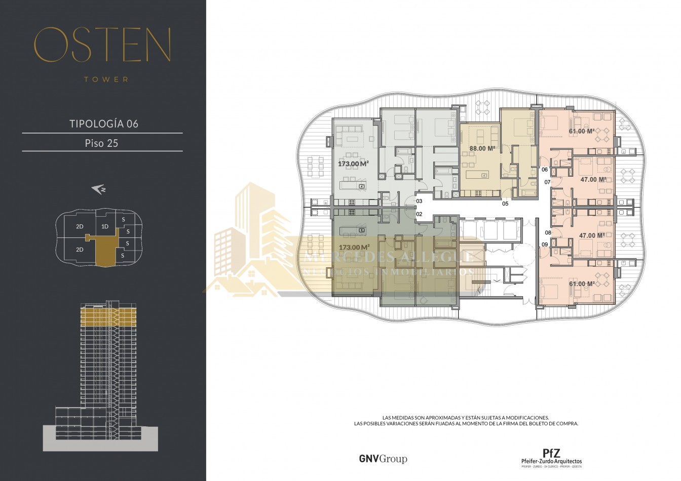  3 ambientes Osten Tower piso 25 