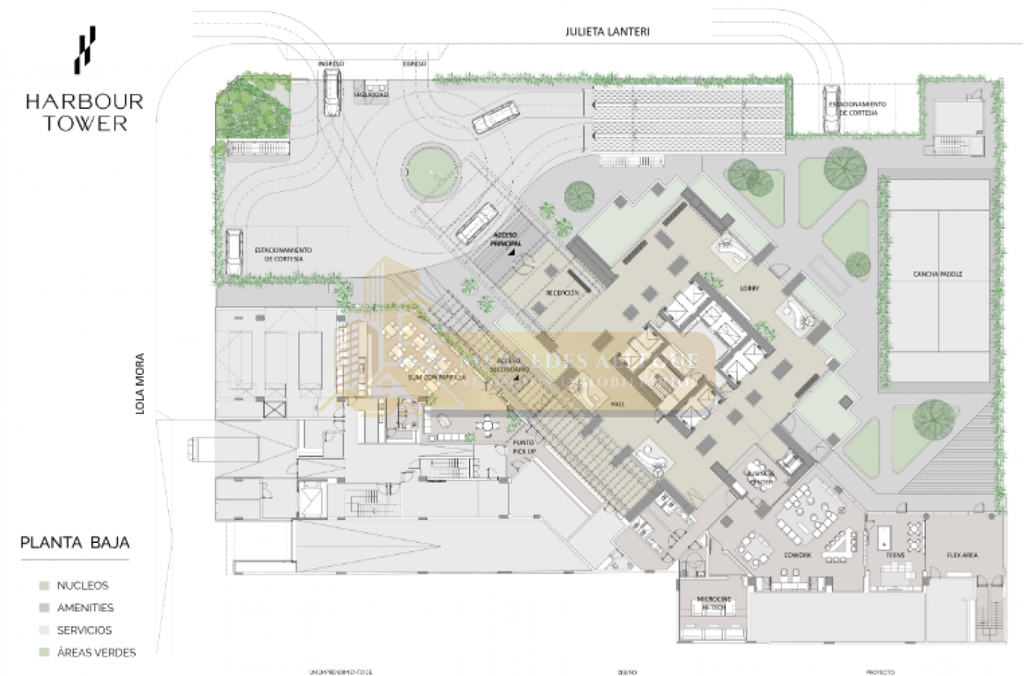 2 ambientes en piso 42 - Torre Harbour, Puerto Madero Vista al parque y al Rio 