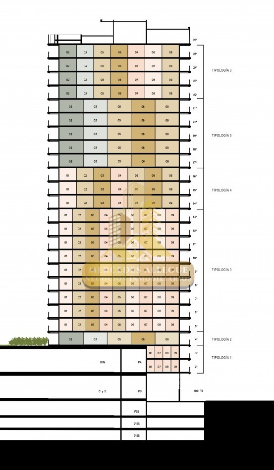 Suite en venta, 2 ambientes, piso 23 