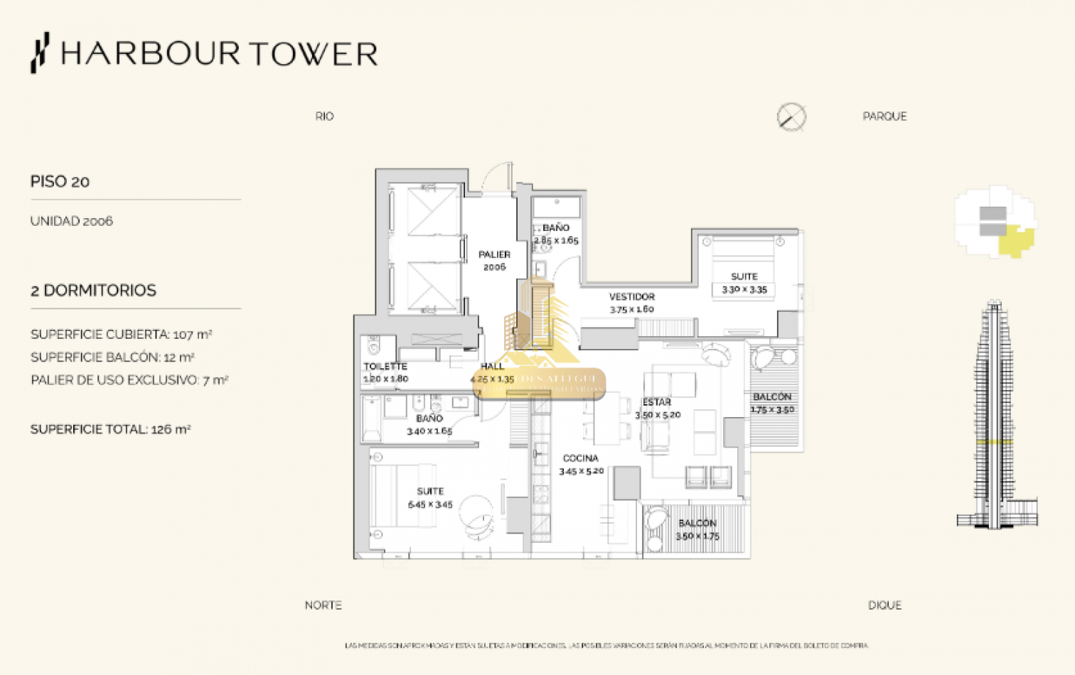 3 Ambientes de Lujo en Torre Harbour — Piso 20 con Vista al Dique 1