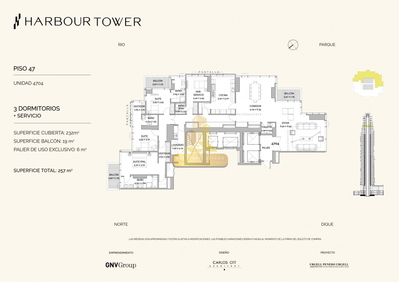 Residencia Familiar de Alta Gama en Piso 47 — Torre Harbour, Puerto Madero