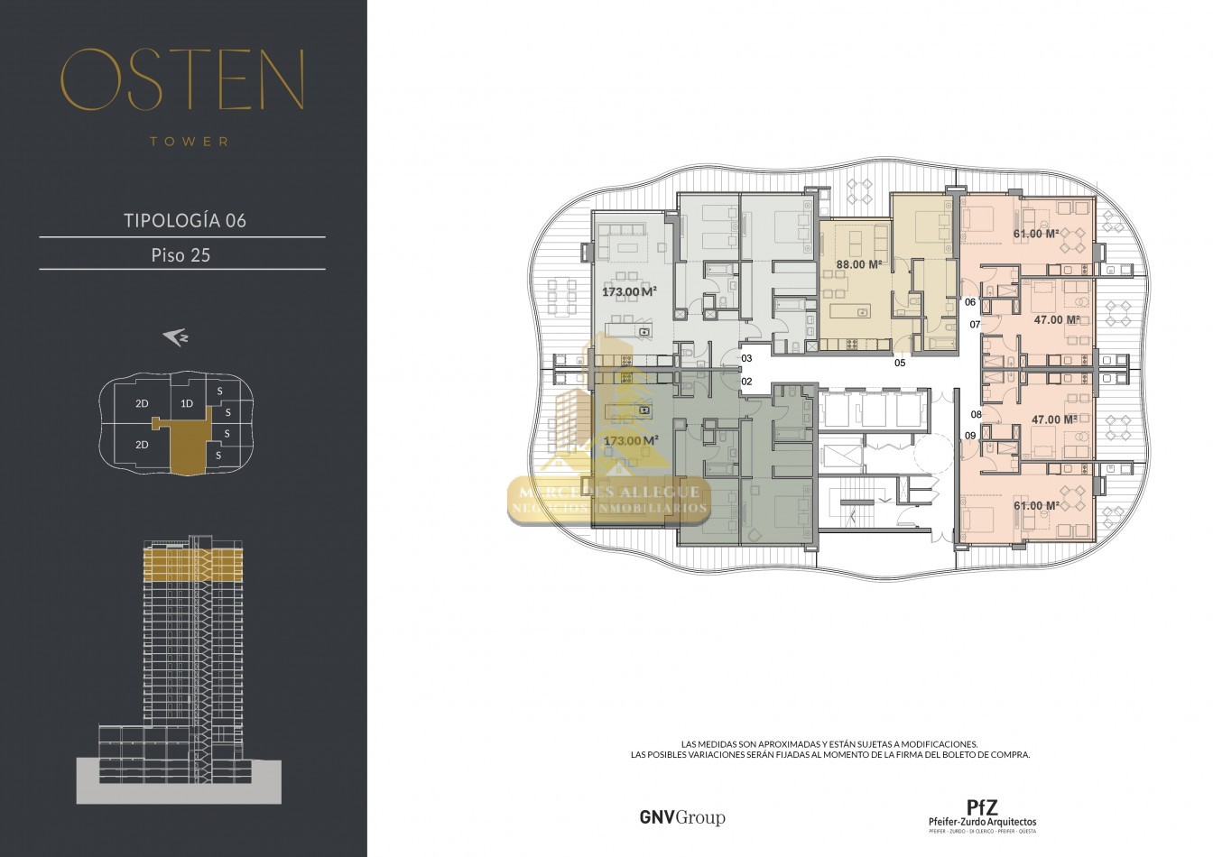  3 ambientes Osten Tower piso 25 