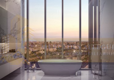 2 ambientes en piso 38 - Torre Harbour, Puerto Madero Vista al parque y al Rio | 75 m2 totales Doble Balcon